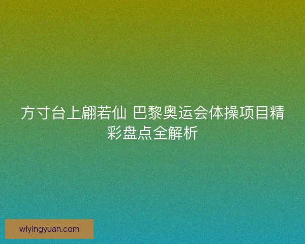 方寸台上翩若仙 巴黎奥运会体操项目精彩盘点全解析